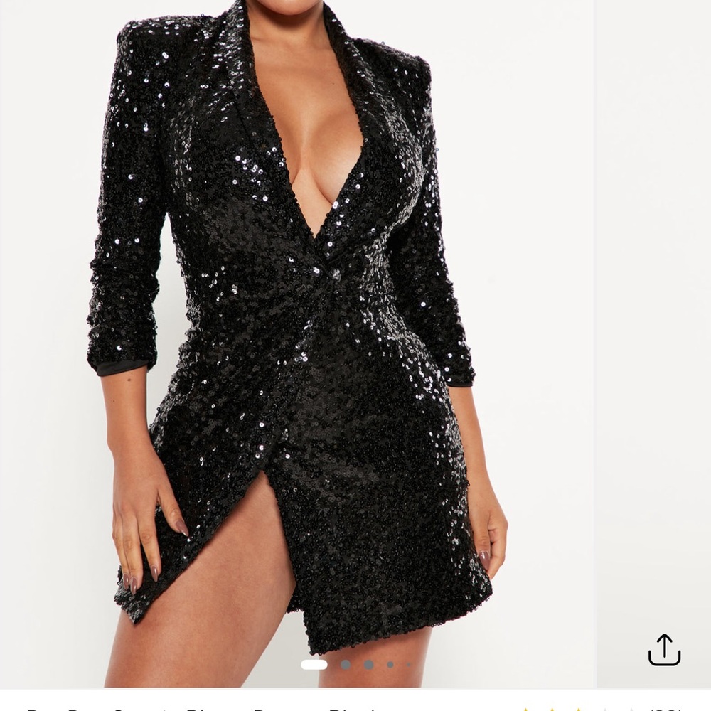 Black Sequin Dress Long Sleeve Vest Dress